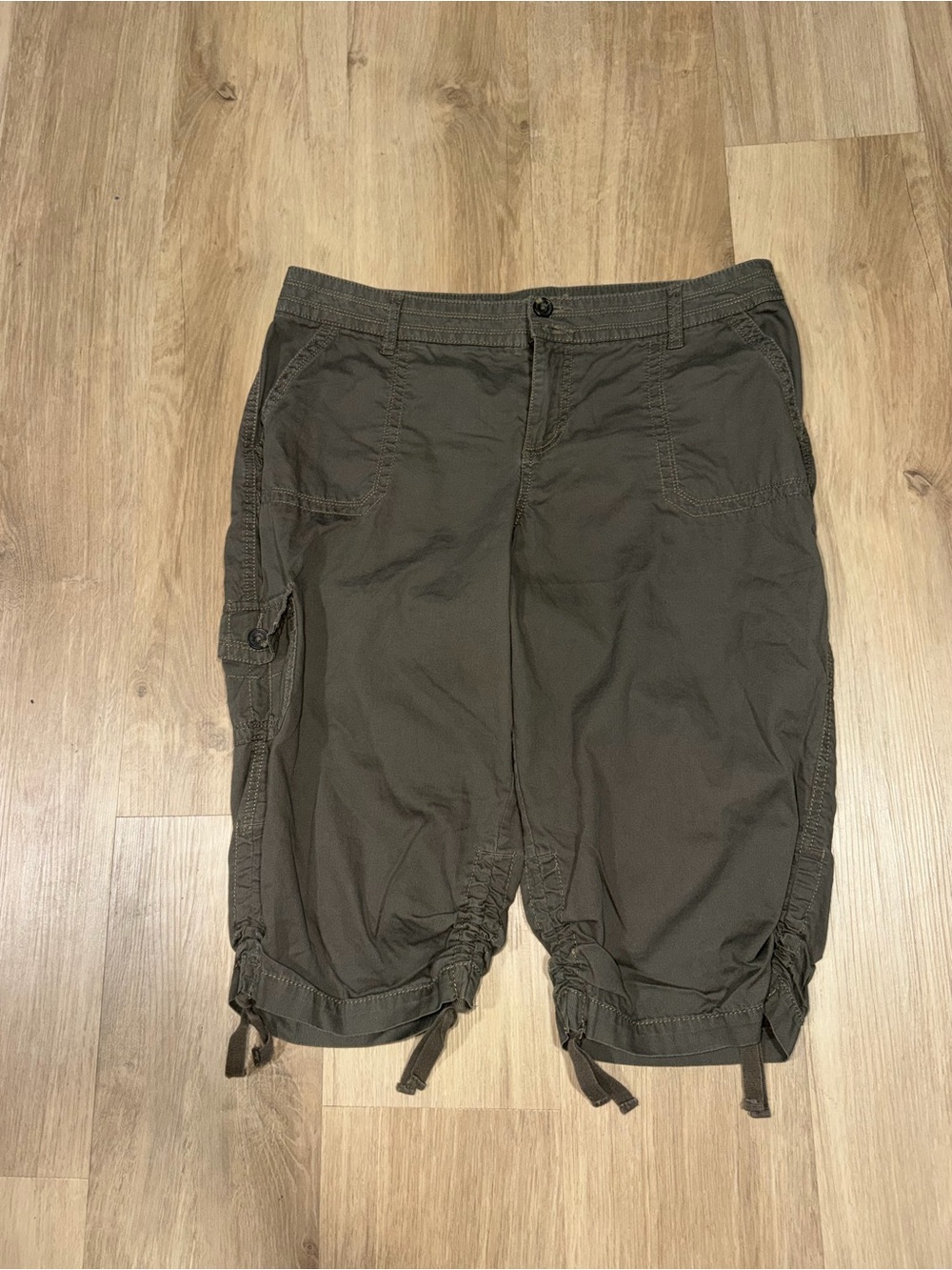 Sonoma Dark Olive Cargo Capris with Drawstring Hems